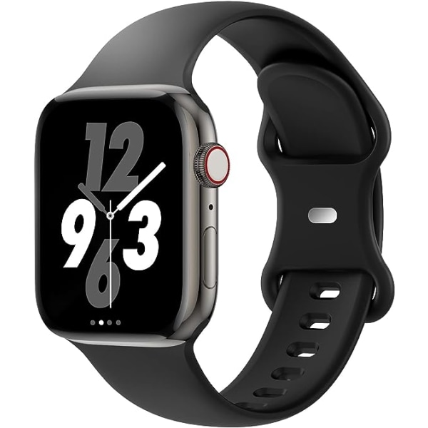 Remme til Apple Watch 42mm 44mm 45mm 49mm, Blødt Silikone Sport Tilbehør Remme Armbånd til Kvinder Mænd（Sort）