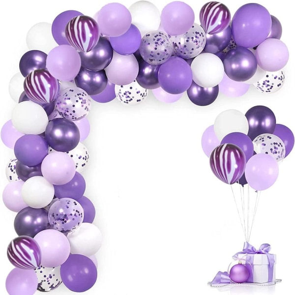 Lilla ballonbue sæt lilla ballonbue macaron metallisk konfetti lilla tie dye balloner sæt til babyshower fødselsdagsfest dekoration