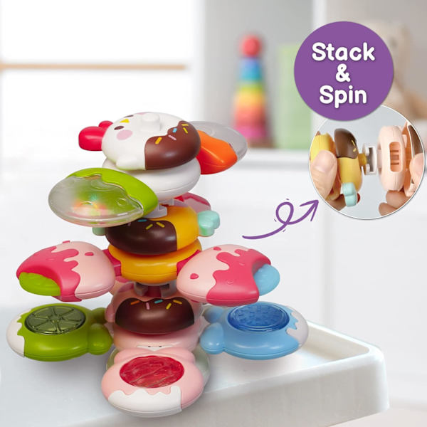 Stark sugkopp Fidget Spinnerz sensoriska badleksaker, månader flygplan bil resebord och fönsterleksaker