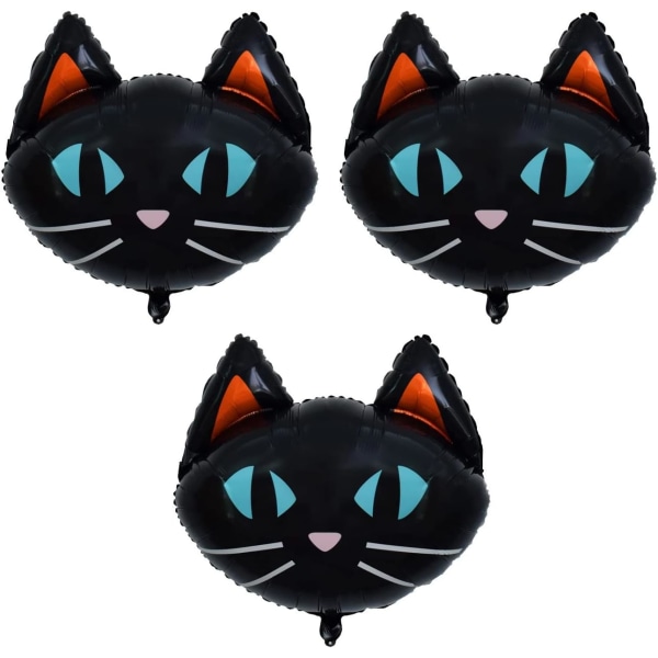 5 STK svarte katteballonger - Kattehode folieballongdekorasjon til Halloween-bursdag Babydusj Dyrefest Dødsdagens dekorleverandør