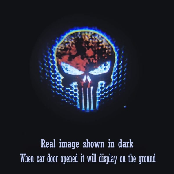 Premium bildørlys 2 stk. Nemt installeret velkomstlaserprojektor Pastable Led-logolys Hulfri magnet sensor Ghost Shadow-lampe logoer Rød kranie