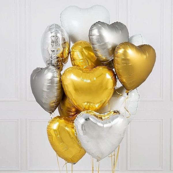 10 st guldfolie hjärtformade ballonger 18 tum hjärtformade mylarballonger för babyshower bröllop Alla hjärtans dag dekorationer kärleksballonger festdekorationer