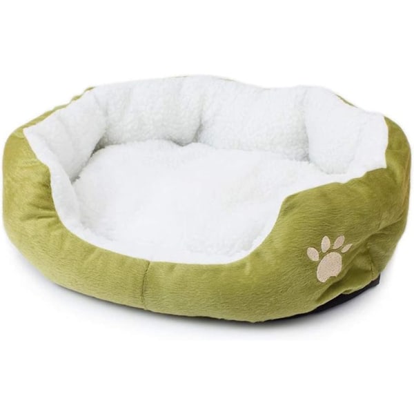 Kæledyrsseng til katte og små mellemstore hunde Kurv med rund eller oval donutpude, kæledyrsseng, græsgrøn, 50 * 40,B