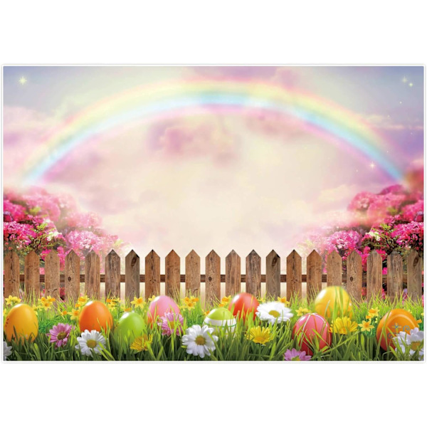 7x5ft Vår påske bakgrunn fargerike egg regnbue naturlandskap bakgrunn for barn brude baby shower bursdagsfest dekor banner portrett
