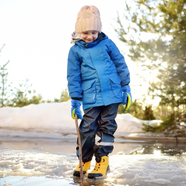 Børne Skihandsker Vinter Snehandsker Vandtætte Vinter Varme Handsker til Snowboard, Kælkning, Blå, M