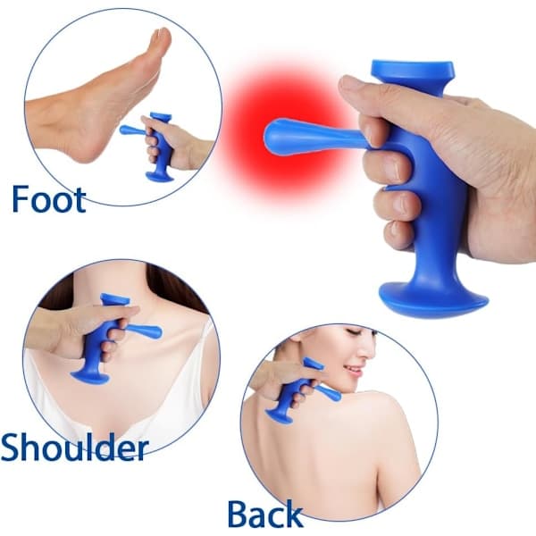 Manual Trigger Point Massage Tool and Thumb Protector for Full Body Deep Tissue Massage, with 3-Leg Massage Knob