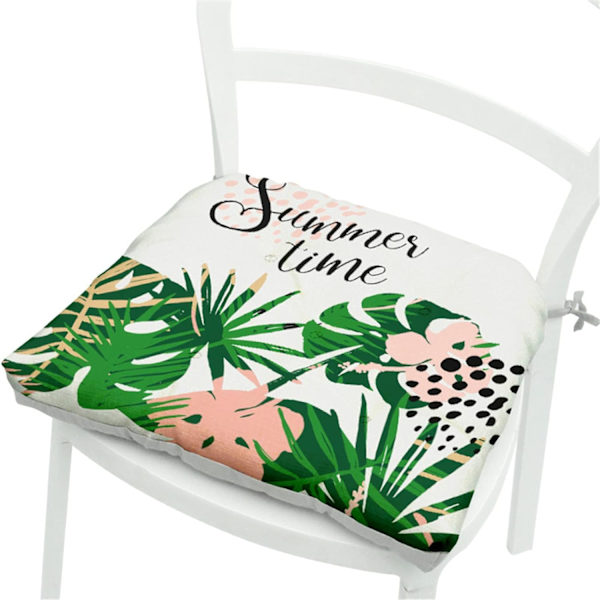 Stolpute, Tropisk stil stol pute 40x40cm, Stol pute med feste, Tykke stolputer, Stol pute (Monstera blader, 1 stk)