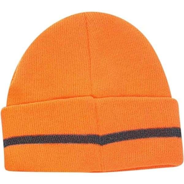 Miesten talvihattu, toimiva pipo, unisex, toimiva pipo, heijastava neulottu hattu, aikuiset, työ ja juoksu, lämpimät hatut päähineisiin, oranssi