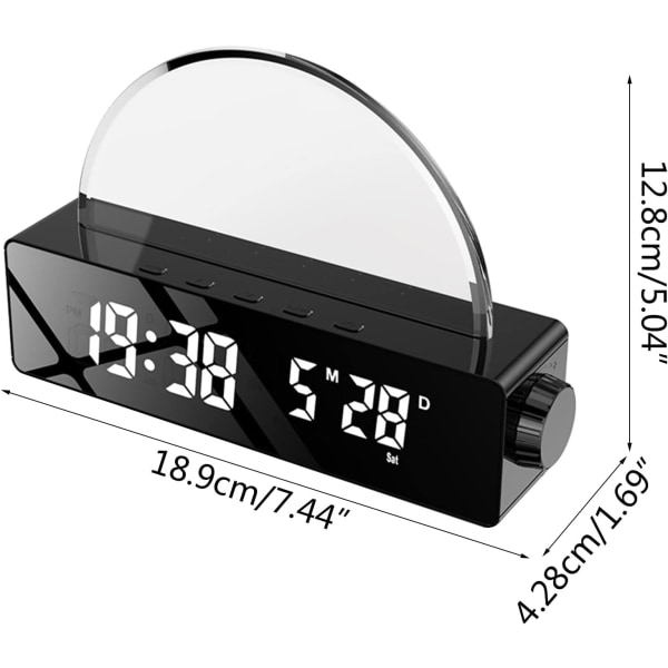 Digital klocka LED-klocka med ljusdisplay Temperatur Datum Digital väckarklocka för sovrum Soluppgångssimulering Stor skärm,A