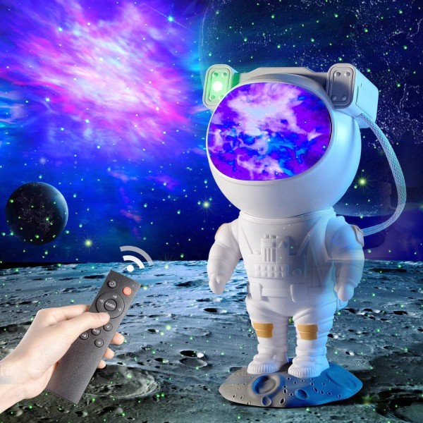 Astronaut Galaxy Star -projektori tähtikirkas yövalo, astronauttivaloprojektori, jossa on sumu, ajastin ja kaukosäädin, paras lahja lapsille ja aikuisille