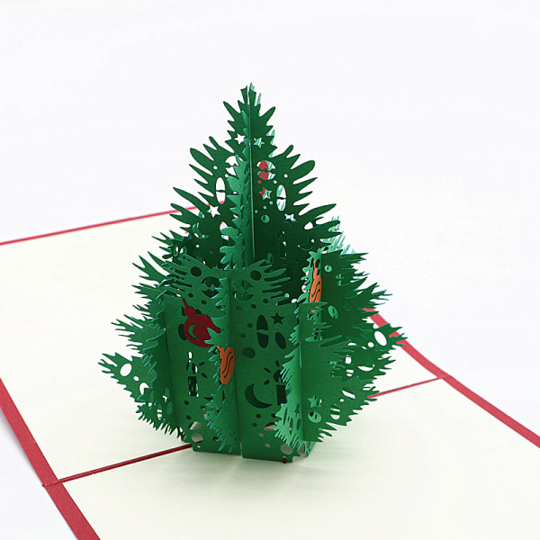 Julekort, 3D pop-up juletre-hilsenskort, laserkuttet kort med konvolutt til jul og godt nyttår (3D juletre, pakke med 1)