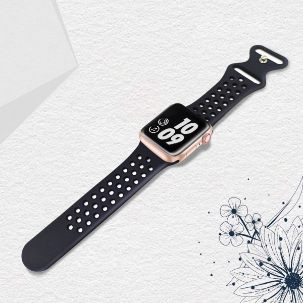 Kompatibel med Apple Watch Band Herr Dam, Andas Silikon Sport Ersättningsarmbandsrem för storlek: 42/44/45/49 mm/svart