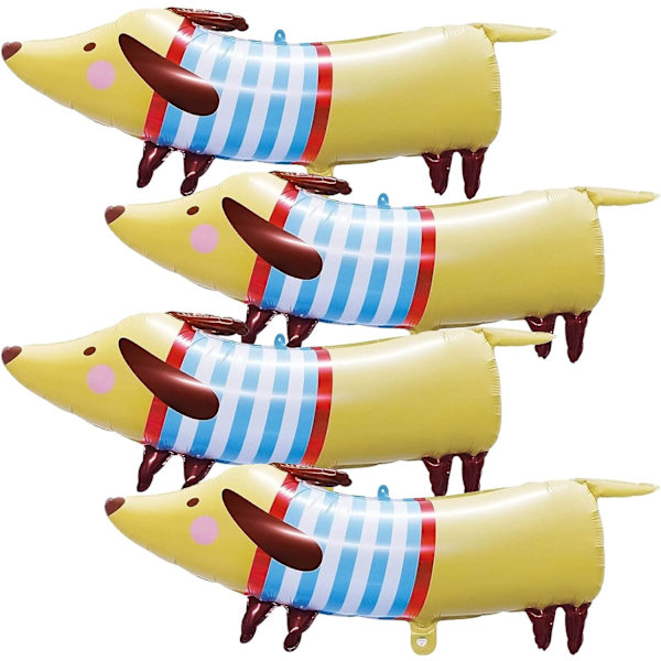 Store 35 tommers dachshund ballonger folie helium valp hund formet dyr ballonger for dyr kjæledyr hund tema bursdagsfest dekorasjoner rekvisita (pakke med 4)