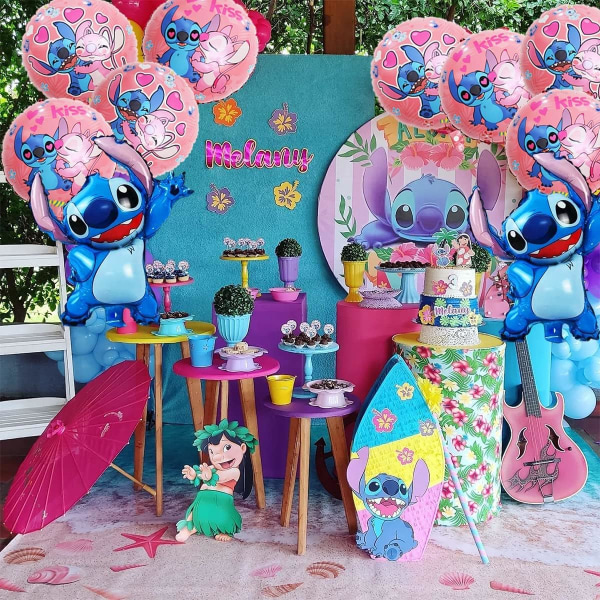 Lilo og Stitch Party Balloner Stitch Party Aluminium Film Balloner jakkesæt Stitch fødselsdagsfest dekorationer (10 stk Pink）