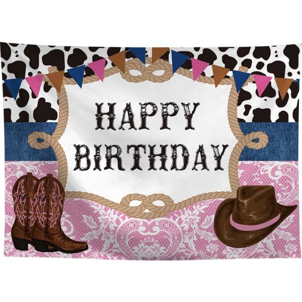 8X6ft Vestlig Cowboy Cowgirl Tema Bursdagsfest Bakgrunn Vill Vest Rodeo Cowboy Bakgrunn Ku Bunting Fest Invitasjon Dekorasjon Banner