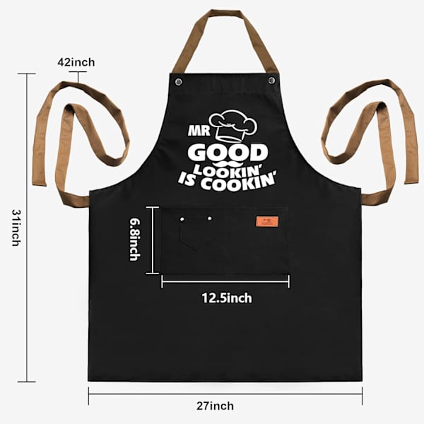 Alla hjärtans dag presenter till make, pojkvän, bror, roliga presenter till pappa, BBQ matlagning kock förkläde 3 fickor, köksgåvor-Mr. Good is Cooking