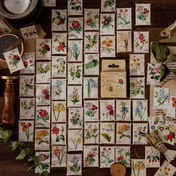 Scrapbog-klistermærker 2 æsker/90 stk., DIY Deco-forseglingsklistermærker til album, vandflasker, gaveæske, notesbog, kalendere og dagbog - Skovblomst