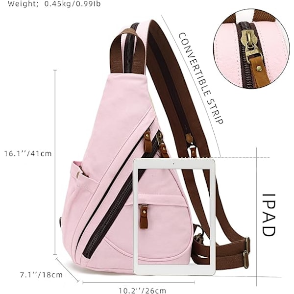 Canvas Sling Bag - Liten Crossbody Ryggsäck Axelväska Casual Dagryggsäck för Män Kvinnor