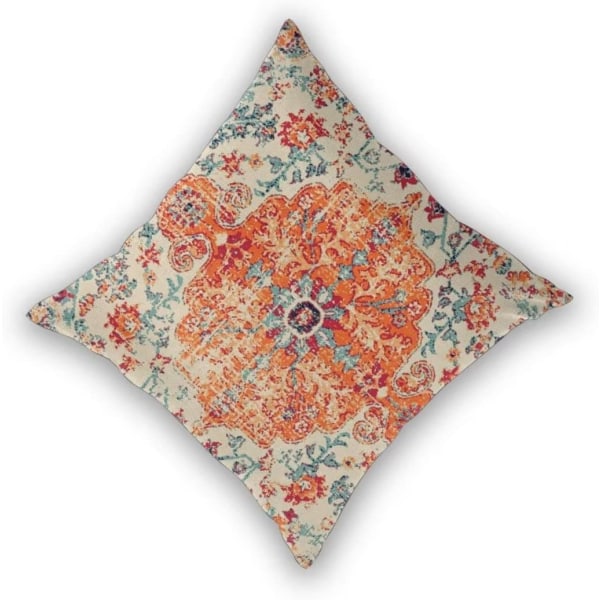 Brent oransje Boho putetrekk 18x18 sett med 2, teppe etnisk mønster Putetrekk Lin dekorative gaver til sofa sofa innendørs utendørs