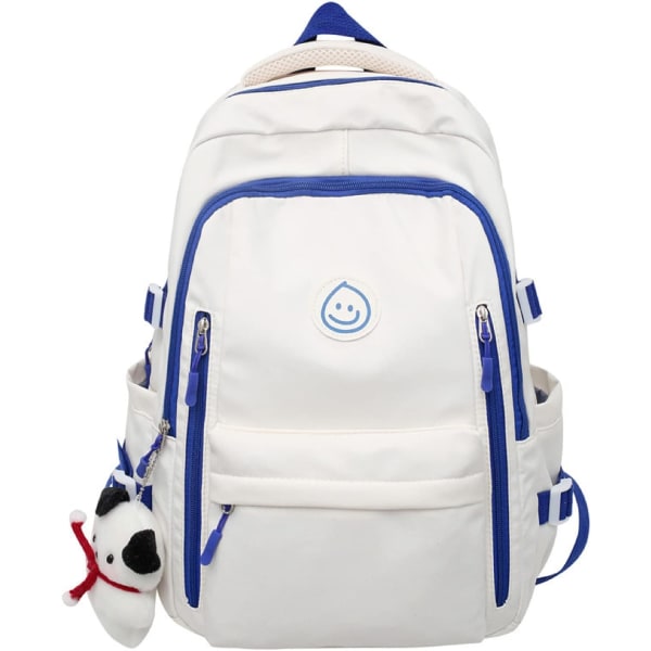 Kawaii-reppu, tytön reppu, juniorireppu, keskikouluopiskelijoiden koululaukku (valkoinen sininen)