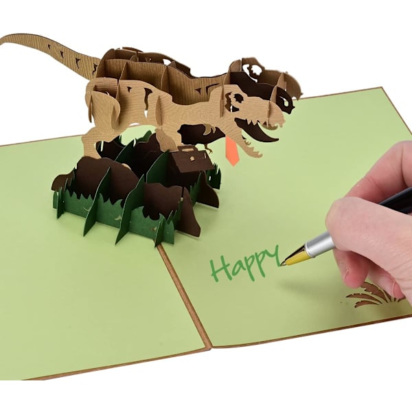 Dinosaurusaiheinen ponnahduskortti, käsintehty 3D-ponnahduskortti syntymäpäiville tyttärelle, pojalle, veljenpojalle, veljentyttärelle, lapsille mihin tahansa tilaisuuteen