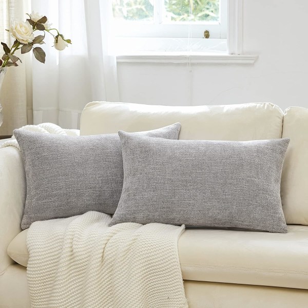 Alaselän tyynynpäälliset 12x20 tuuman set , 2 kpl harmaita koristetyynynpäällisiä suorakaiteen muotoinen case sohvalle sohvalle olohuoneen sisustukseen