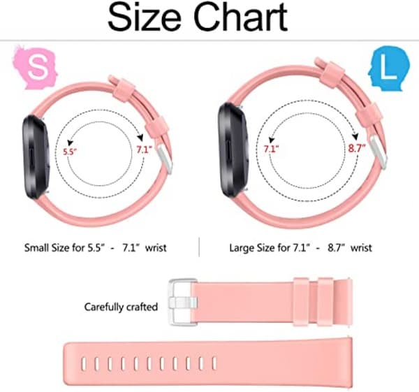 PACK 3 Soft Silicone Bands for Fitbit Versa 2 / Fitbit Versa / Fitbit Versa Lite Classic Adjustable Sport Bands for Women Men Small Large (No Tracker)