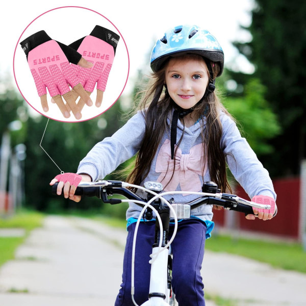 Lasten sormeton urheilullinen pyöräilykäsine, luistamaton toddler lapsille puolisormeiset kalastuskäsineet lasten pyöräilyyn kiipeilypyöräilyyn ulkourheiluun, vaaleanpunainen, S