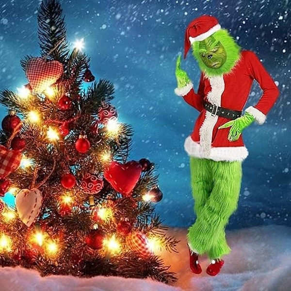 Julemanden Grinch Grøn Pelsagtig Grinch Fest Optræden Kostume Green S/M