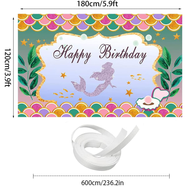 Havfrue Tema Bursdag Bakgrunner Under The Sea Happy Birthday Fotografi Bakgrunn Jenter Bursdagsfest Dekorasjoner Banner Photobooth Rekvisita