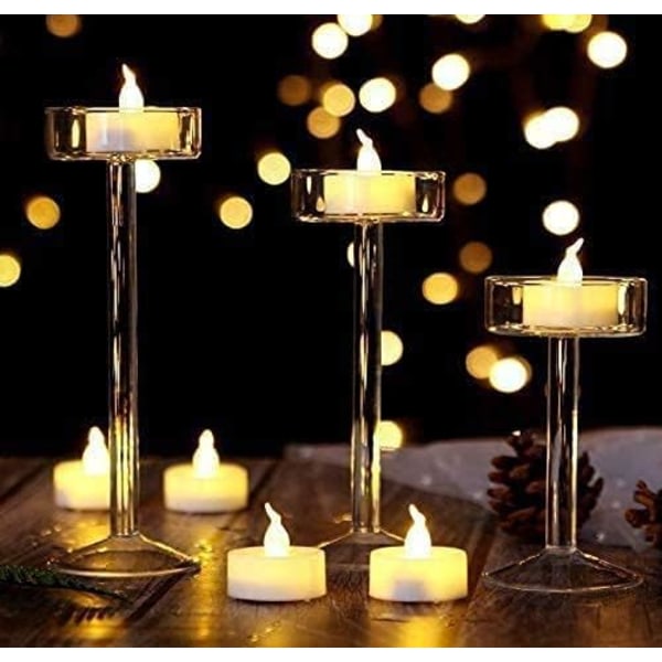 24 STK LED flammeløst klart flimrende stearinlys for hjemmebatteridrevne dekorasjoner til jul, juletre, påske, bryllup, fest