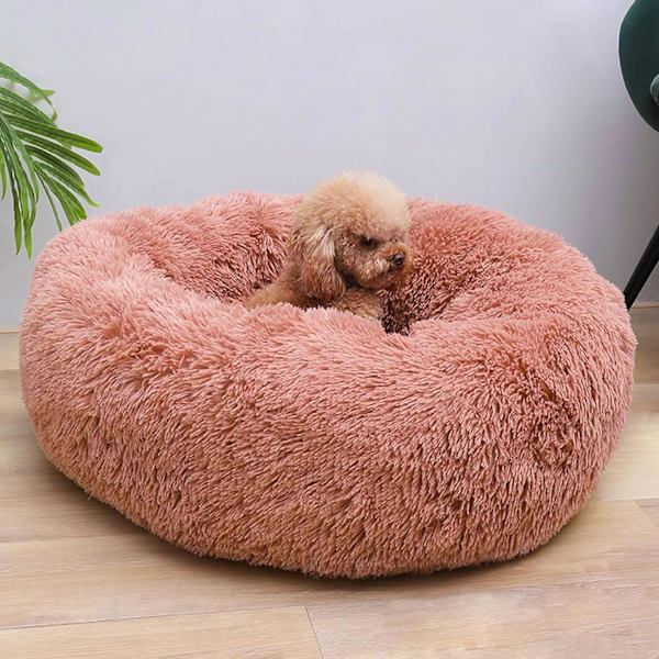 Koirapeti 40CM Kissapenkki Pestävä Koiranpeti Liukumaton Pyöreä Pehmoinen Lemmikkieläinpeti Pyöreä Tyyny Kissalle Koiralle (M-Pink)