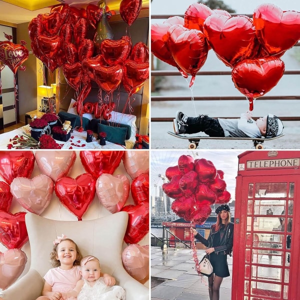 10 stk rød folie hjerteformede ballonger 18 tommer hjerte mylar ballonger for baby shower bryllup Valentine dekorasjoner kjærlighet ballonger fest dekorasjoner