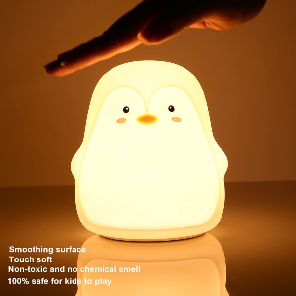 Djurlampa Penguin Lampa Silikon Nattljus Nattlampa för barn Pojke Flickor Tonårsfödelsedagspresenter med 7 andningsfärger (pingvin)
