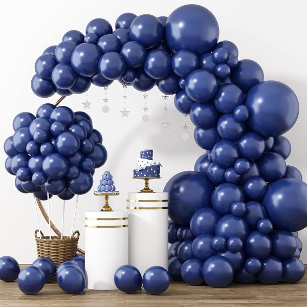 129 stk Marineblå ballonger Lateksballonger forskjellige størrelser 18 12 10 5 tommers festballongsett