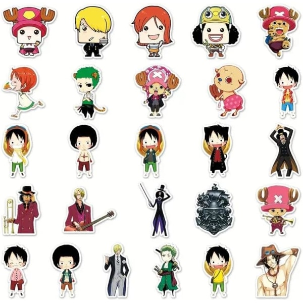 56 stk Anime One Piece Luffy-klistermærker - Perfekt til notebook, motorcykel, skateboard, computer, mobiltelefon - tegneserielegetøjsinspirerede mærkater