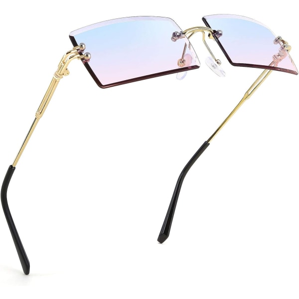 Vintage reunattomat aurinkolasit suorakaiteen kehyksettömät karkkiväriset lasit naiset miehet B2642