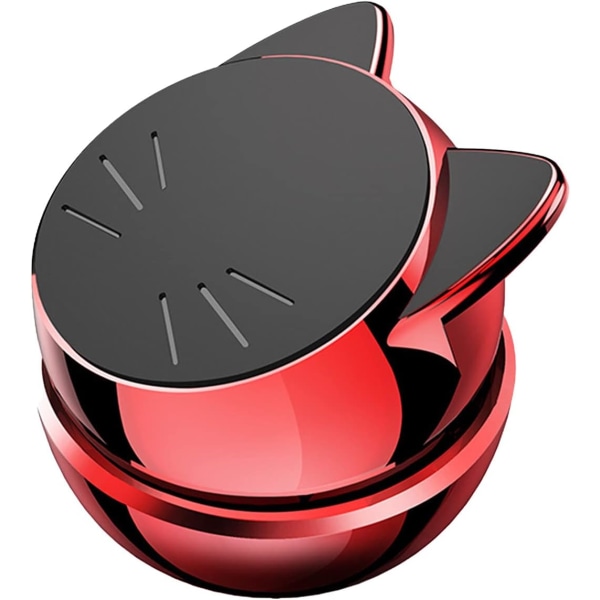 Käytännöllinen 360 astetta pyörivä magneettinen kissapuhelinteline autoon, päivittäiseen käyttöön, säädettävä korkeus puhelimelle - punainen