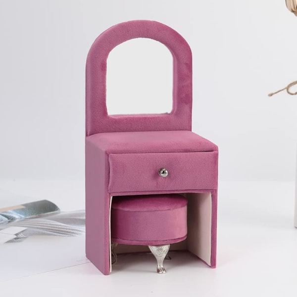 Miniatyyri nukkekodin tarvikkeet nukkekodin huonekalut korurasia naisille tytöille samettisäilytyskorurasia (vaaleanpunainen lipasto)