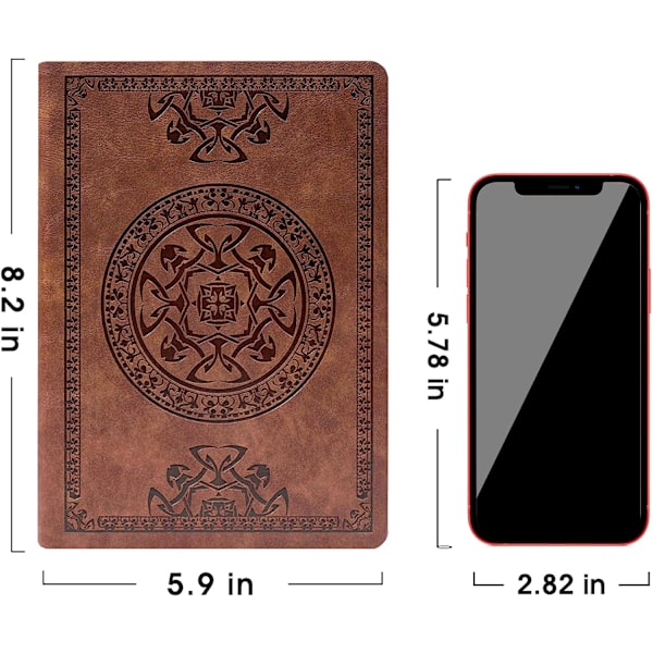 Læder Vintage Journal til Mænd Blødt Omslag 256 Linjerede Sider Notebook 180 Lay Flat til Skrivning Rejsedagbog, 5,7'' x 8,3'', Brun