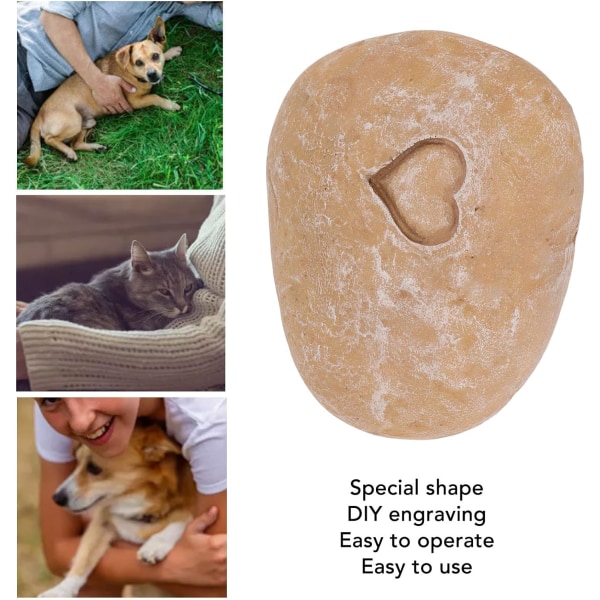 Dog Grave Marker, solid og utsøkt harpiks kjæledyrminnestein for hagekomfort (Love Stone Sand Color)