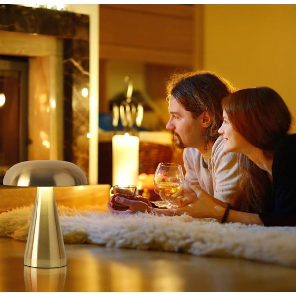 Sopplampe for studie, soverom, skrivebord, nattbord, atmosfærelampe, bar, restaurantdekorasjon, nattlys Silver