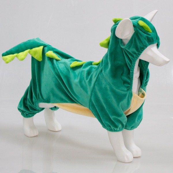 Hundedinosaurdesignkostyme Grønne kjæledyrklær for mellomstore og store hunder (grønn, L)