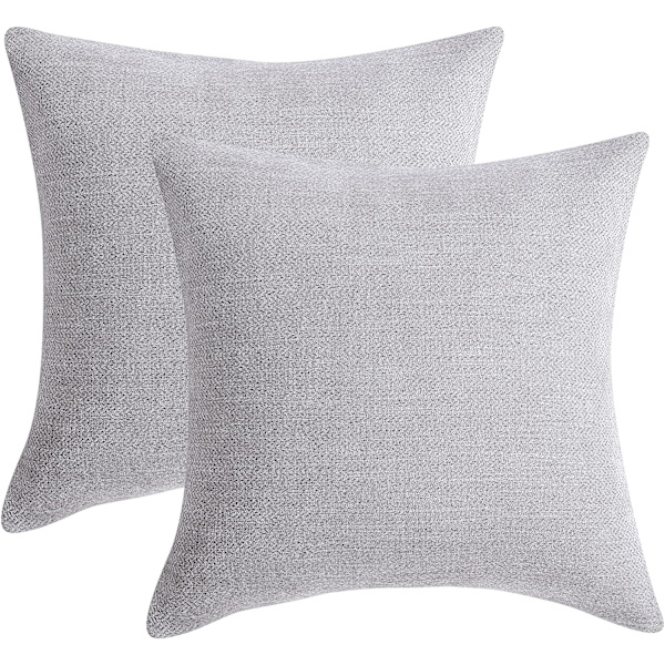 Stora kuddfodral 24x24 tum set om 2 grå dekorativa kuddfodral fyrkantiga accent kuddfodral
