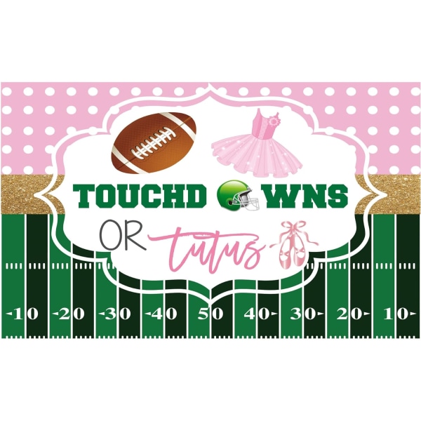 Touchdowns eller Tutus Køn afslører baggrund Drengen eller pigen Han eller hun Pink eller Blå Prins eller Prinsesse Baby Shower Baggrund Bannerdekorationer