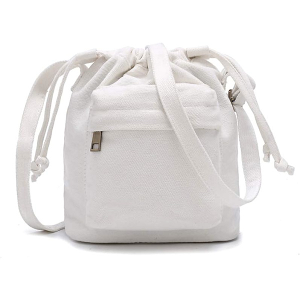 Kvinnor Liten Canvas Handväska Crossbody Väska Dam Söt Liten Dragsko Hink Väska Boho Handväskor