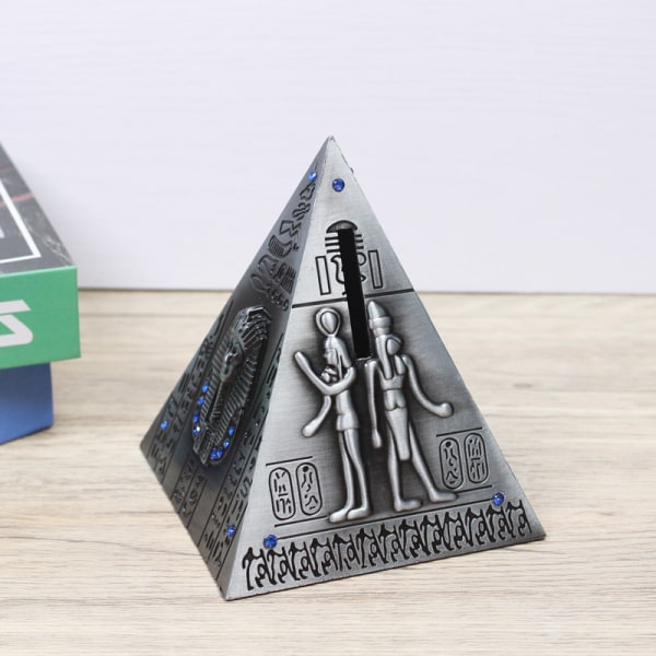 Sparegris Hjem Indretning Ornamenter til Skrivebord Gamle Ægyptiske Pyramide Model Simulering Pyramide Hjem Indretning, SØLV