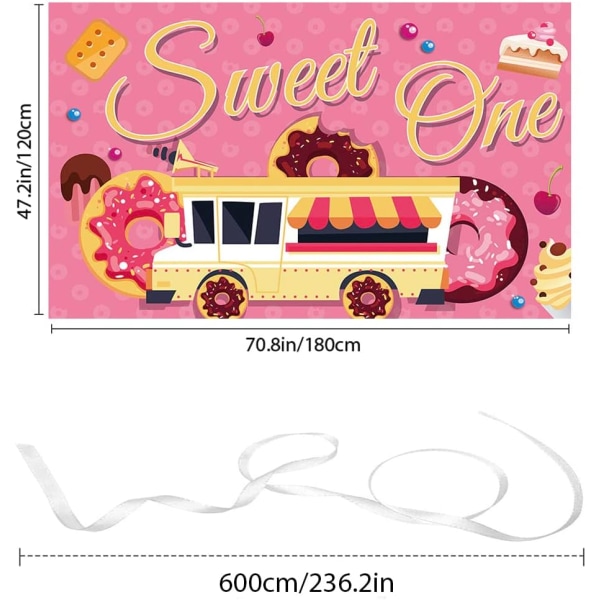 Truck Sweet One Bakgrund Glad 1:a Födelsedag Första Födelsedag Baby Flickor Donut Fotografering Bakgrund 1:a Födelsedagsfest Dekorationer Banner