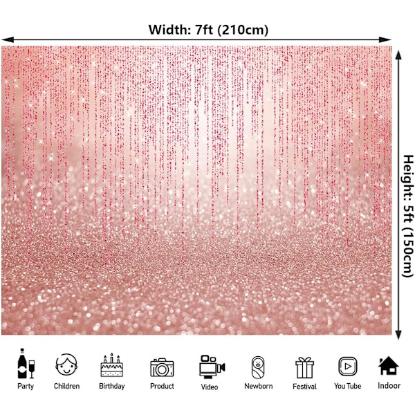 7x5ft Pink Bokeh Baggrund (Ikke Glitter) Pink Sød Fødselsdagsfest Baggrund Bryllup Fotografi Baby Shower Baggrunde