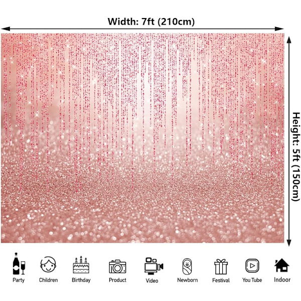 7x5ft Pink Bokeh-baggrund (ikke glitter) Pink Sød Fødselsdagsfest baggrund Bryllup Fotografi Baby Shower-baggrunde